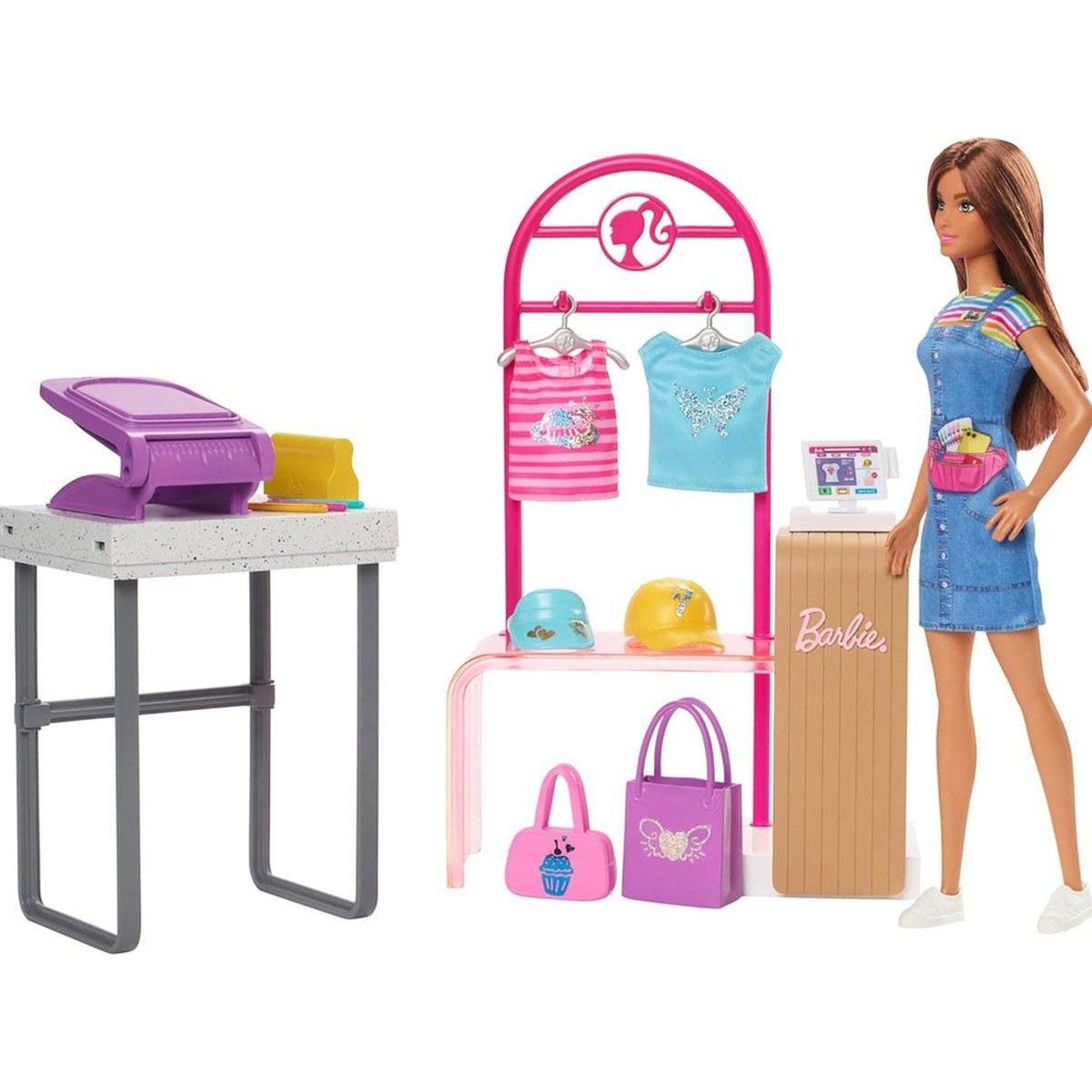 MATTEL Barbie - Coffret Boutique Créations avec Portant et accessoires