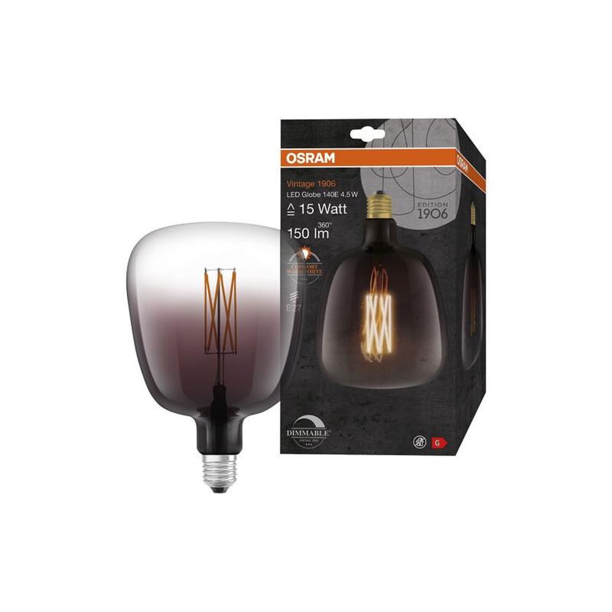 Osram 1906 GLOBE 140MM CLAIR FIL 4.5W E27 CH OSRAM - 4058075760974