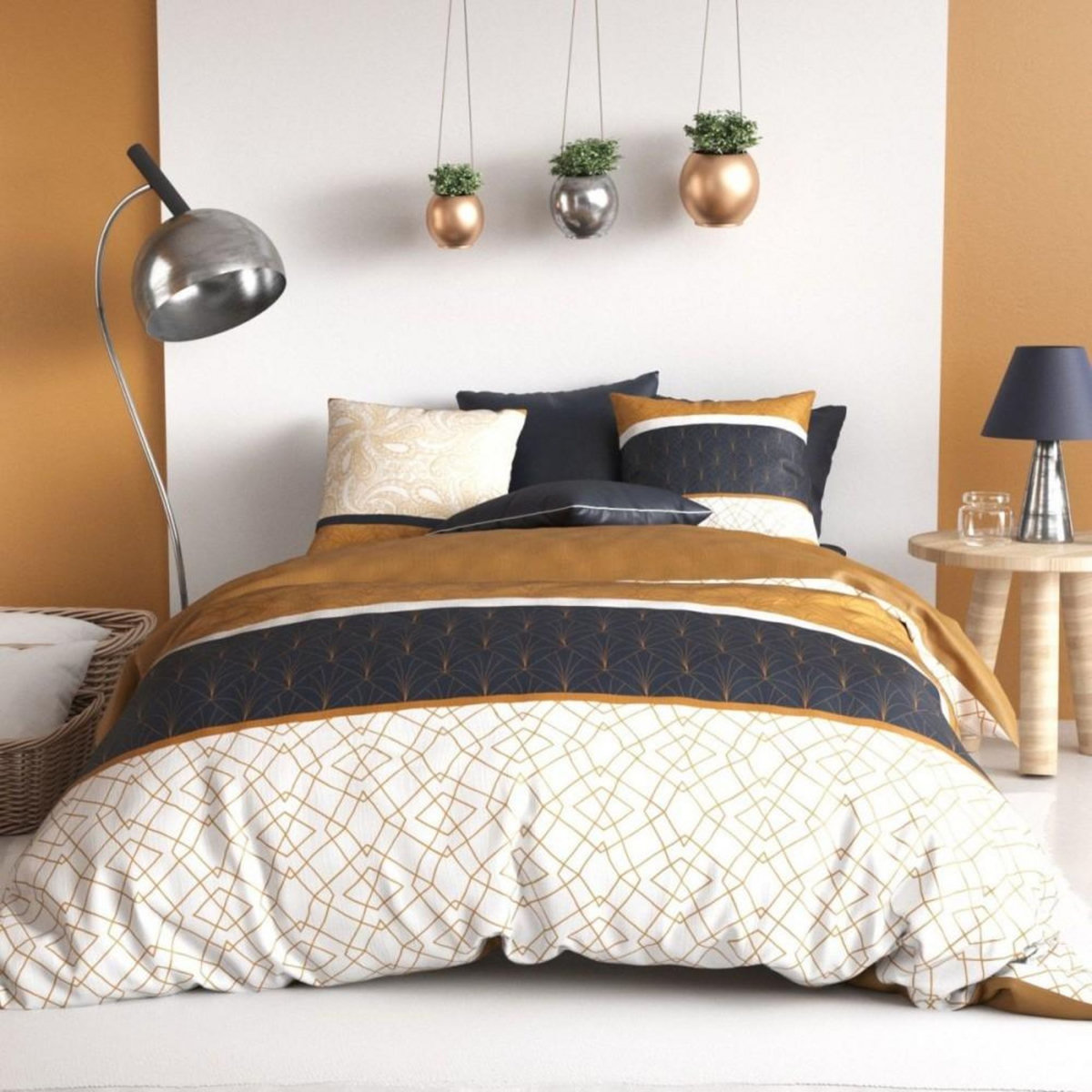 ATELIER DU COTON Housse de couette 240x220 FELORA + 2 taies coton 57 fils