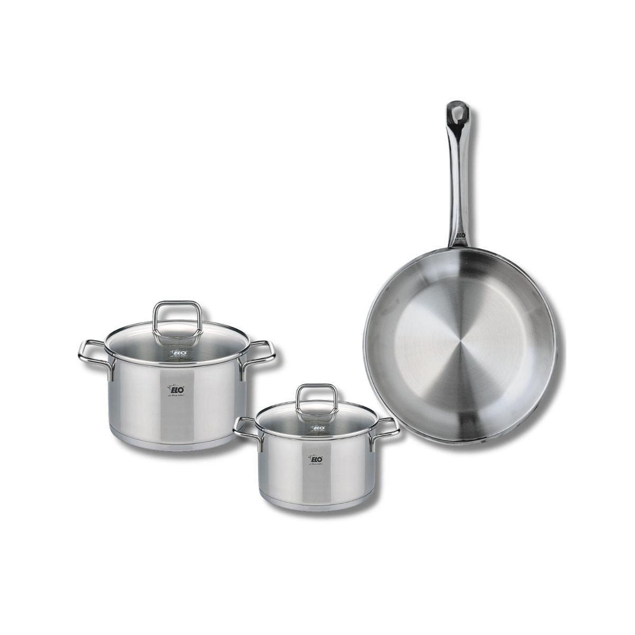 ELO Ensemble de 1 poêle de cuisson 28 cm et 2 faitouts 16 et 20 cm elo profi citrin