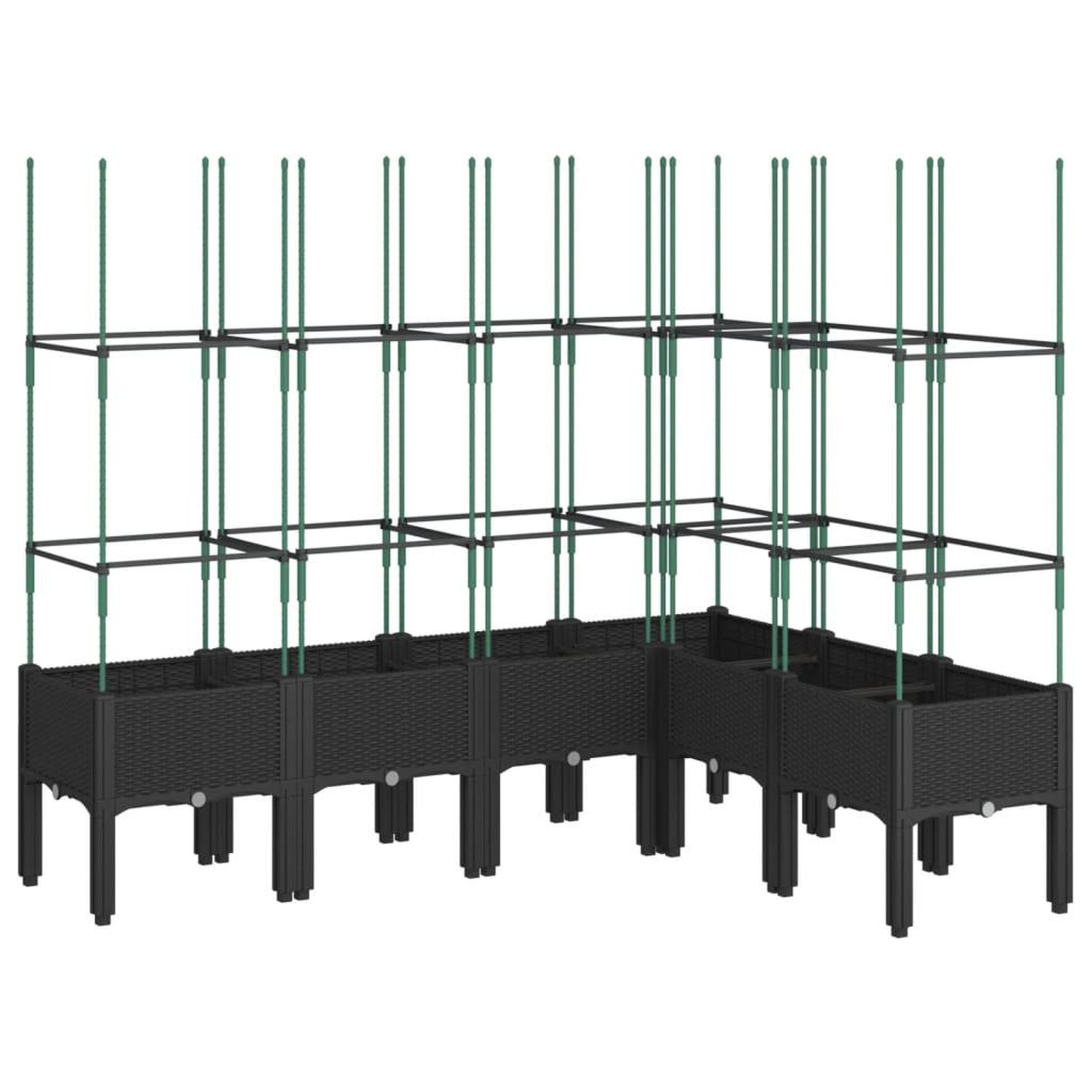 Voir la diapositive 2 : VIDAXL Jardiniere avec treillis noir 160x120x142,5 cm PP