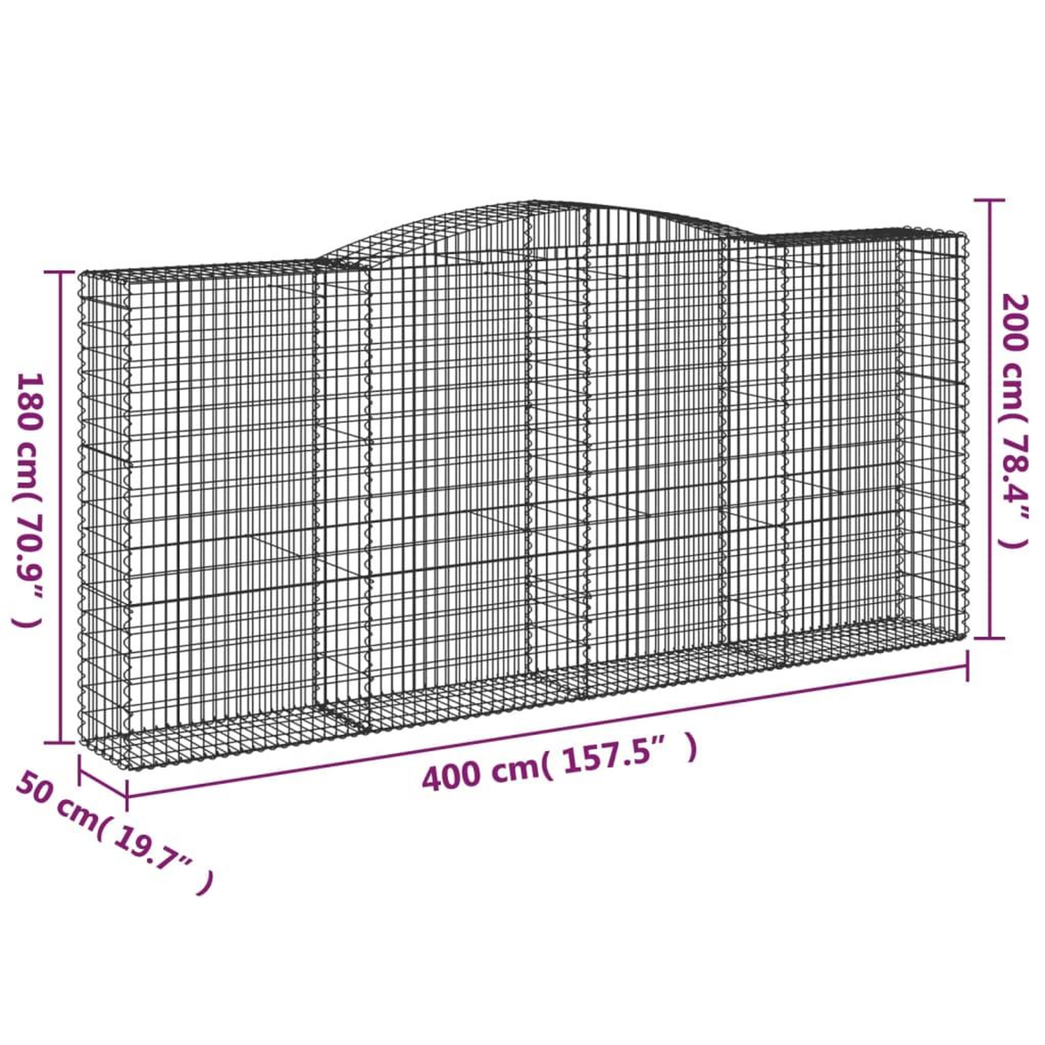 Voir la diapositive 6 : VIDAXL Paniers a gabions arques 6 pcs 400x50x180/200 cm Fer galvanise