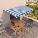 VIDAXL Auvent manuel retractable 500x350 cm Bleu et blanc
