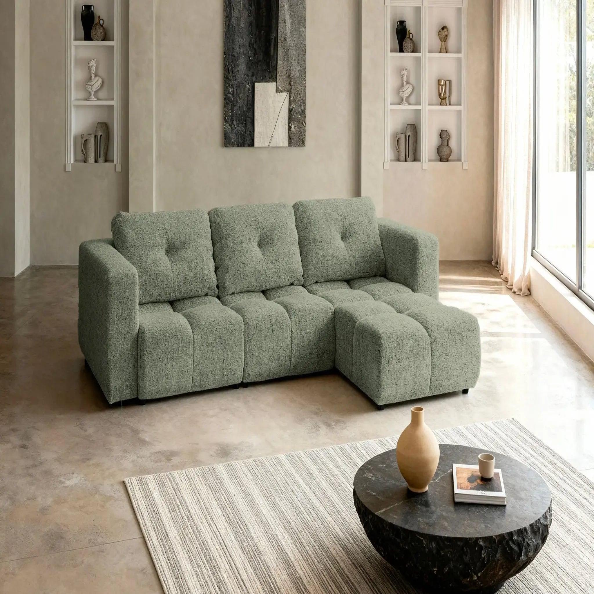 Voir la diapositive 2 : CASANOVA PARIS Romy 4 places - canapé d'angle convertible tissu chenille 4 places
