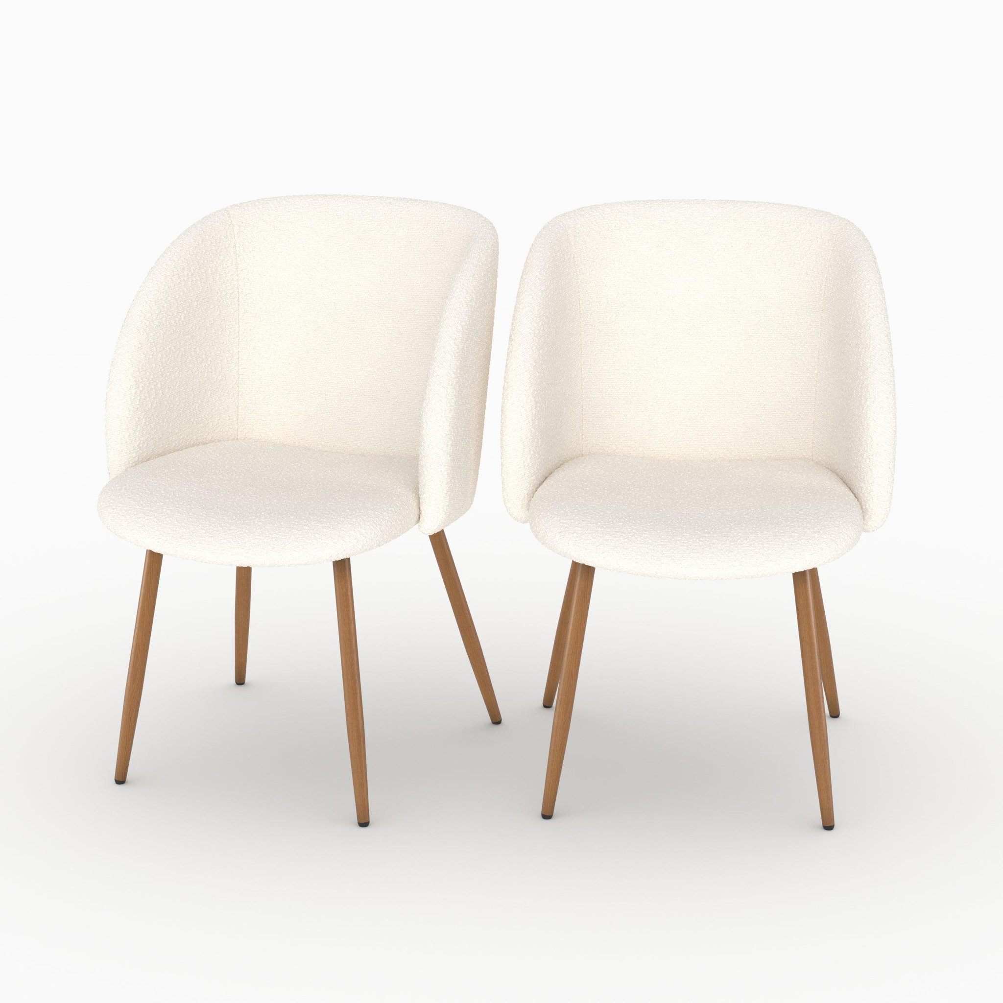 MAISON PAVANE Lot de 2 chaises en tissu bouclé beige-swan