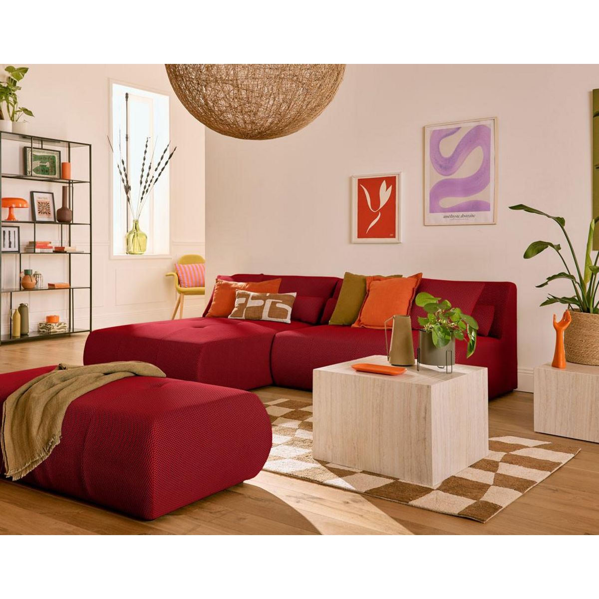 LISA DESIGN Onyx - canapé modulable d'angle réversible 4 places - en tissu mailles 3d