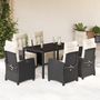 Voir la diapositive 1 : VIDAXL Ensemble a manger de jardin coussins 7pcs Noir Resine tressee