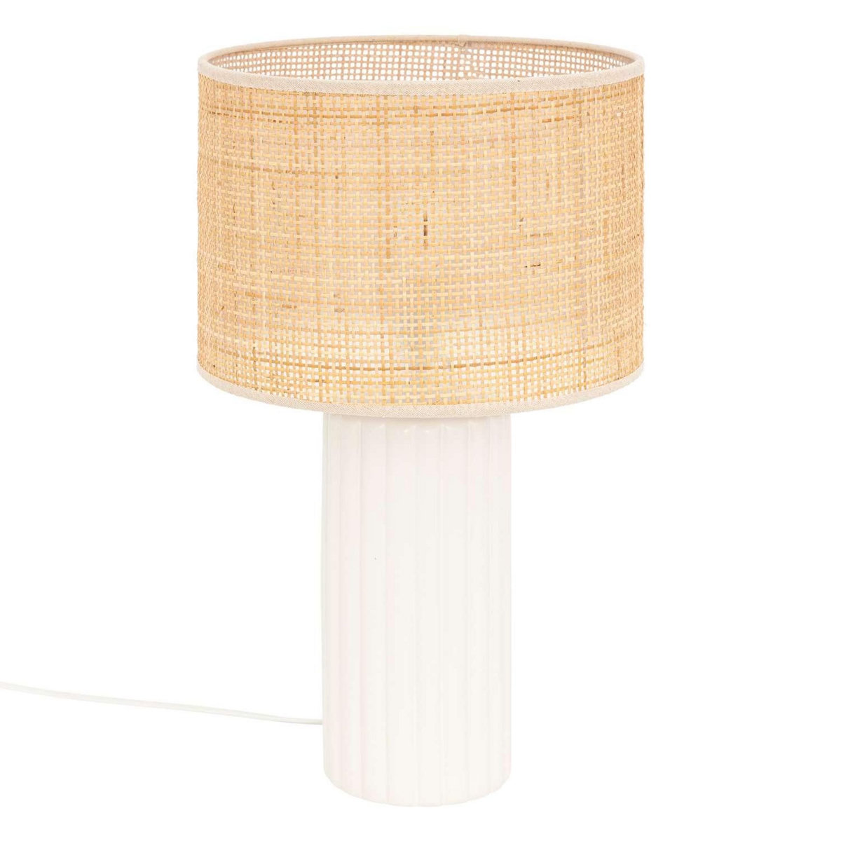 ATMOSPHERA Lampe cylindre en céramique - H. 47 cm - Blanc
