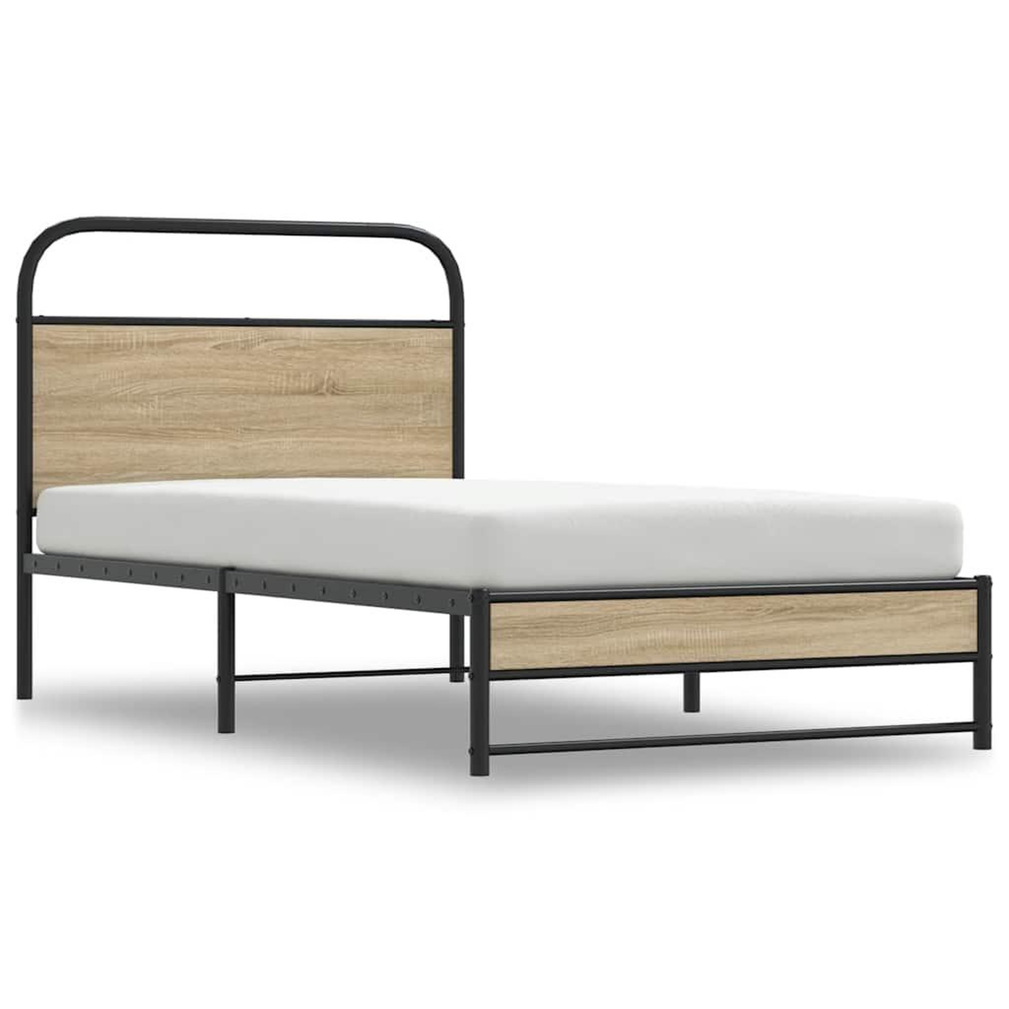 Voir la diapositive 2 : VIDAXL Cadre de lit sans matelas 100x190 cm chene fume bois ingenierie