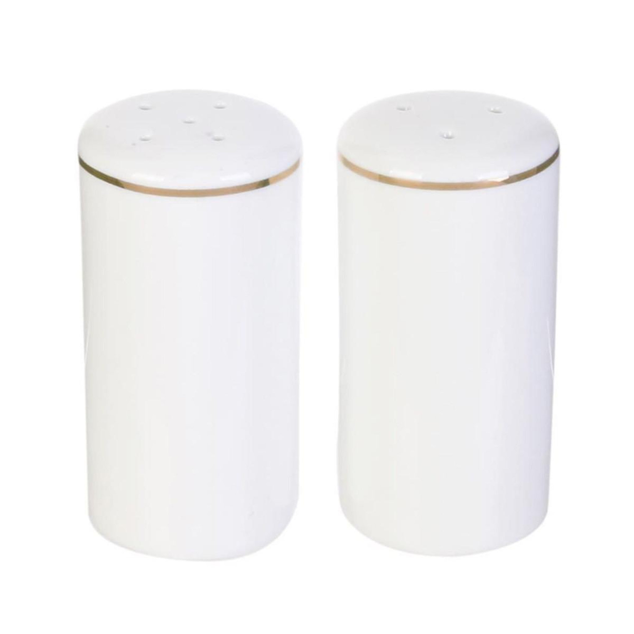 The Home Deco Factory Lot salière & poivrière design  liseré  8cm blanc