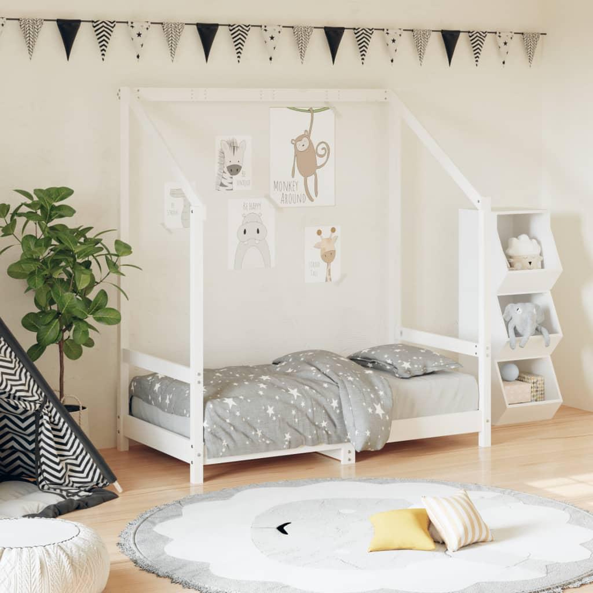 VIDAXL Cadre de lit pour enfant blanc 70x140 cm bois de pin massif