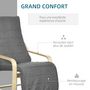 Voir la diapositive 5 : HOMCOM Fauteuil style nordique - repose-pied réglable - déhoussable - bois de bouleau tissu gris