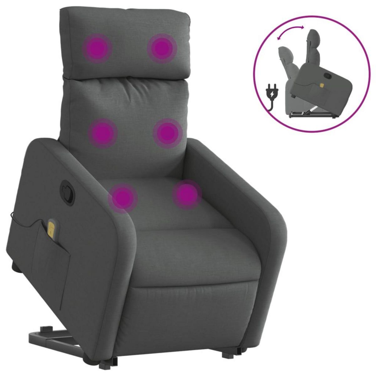 VIDAXL Fauteuil de massage inclinable Gris fonce Tissu