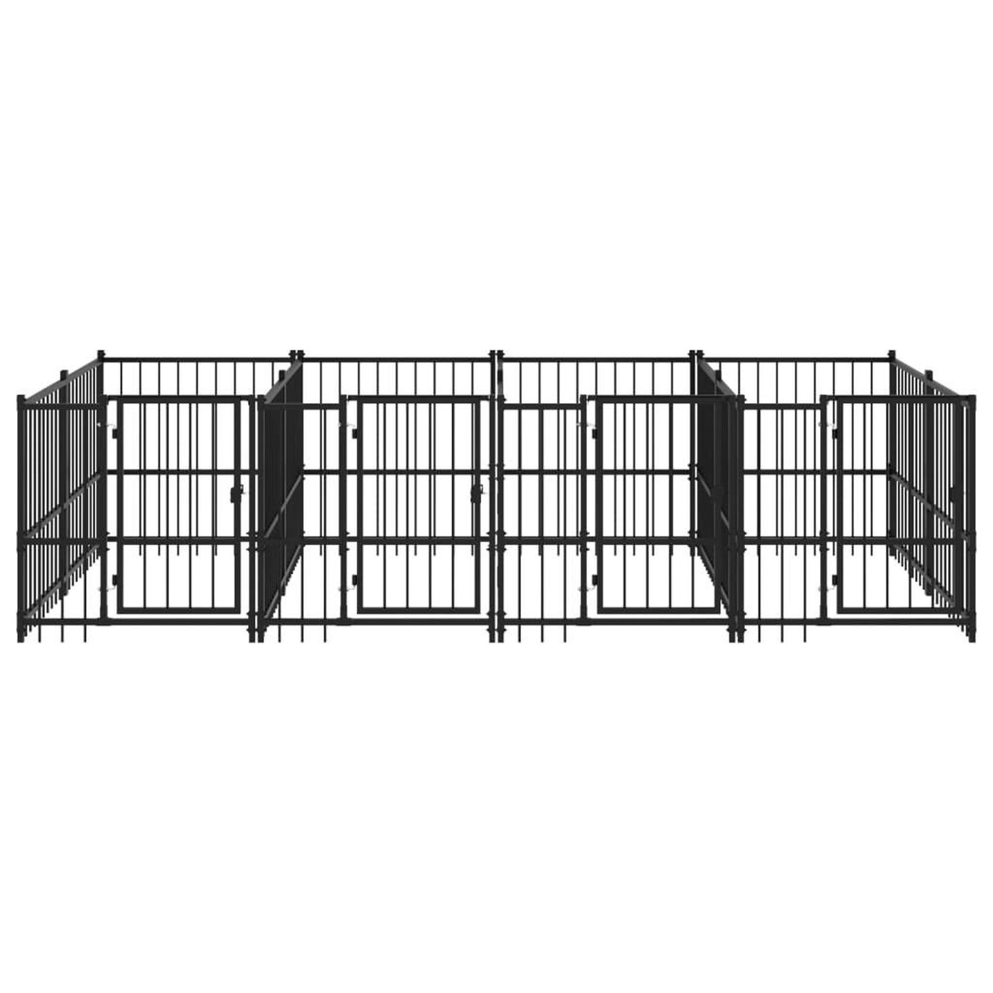 Voir la diapositive 3 : VIDAXL Chenil d'exterieur pour chiens Acier 7,51 m²