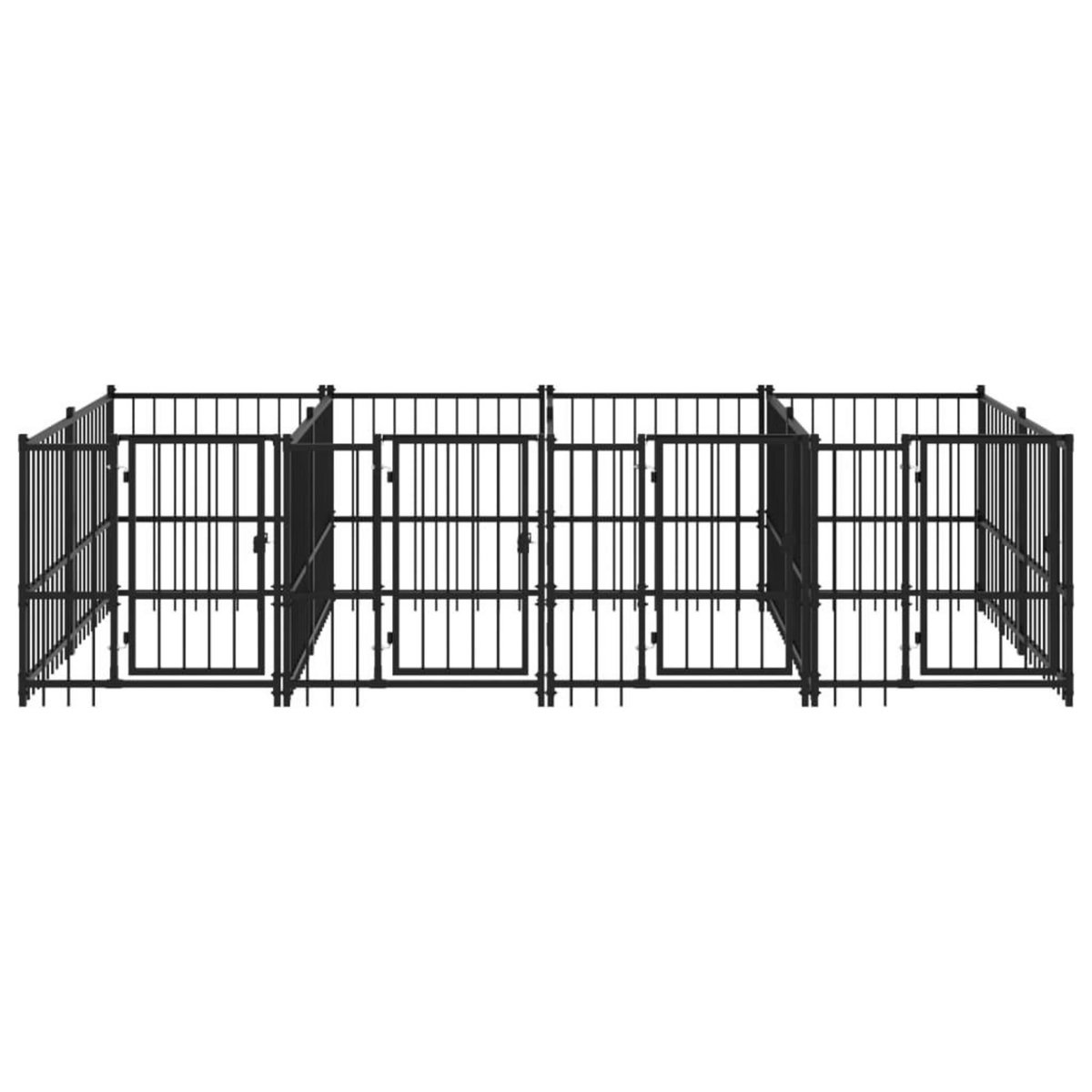 VIDAXL Chenil d'exterieur pour chiens Acier 7,51 m²