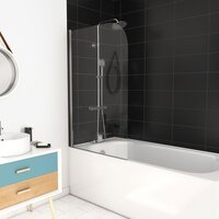 Aurlane Pare baignoire pivotant 130x75 cm - type verriere - profile noir  mat - verre trempe - GLASSY SCREEN pas cher 