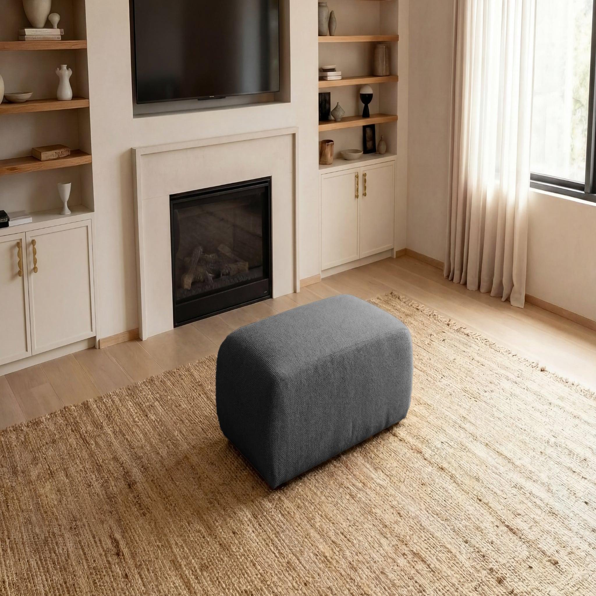 Voir la diapositive 2 : CASANOVA PARIS Sacha - pouf en tissu chiné 105x57x40