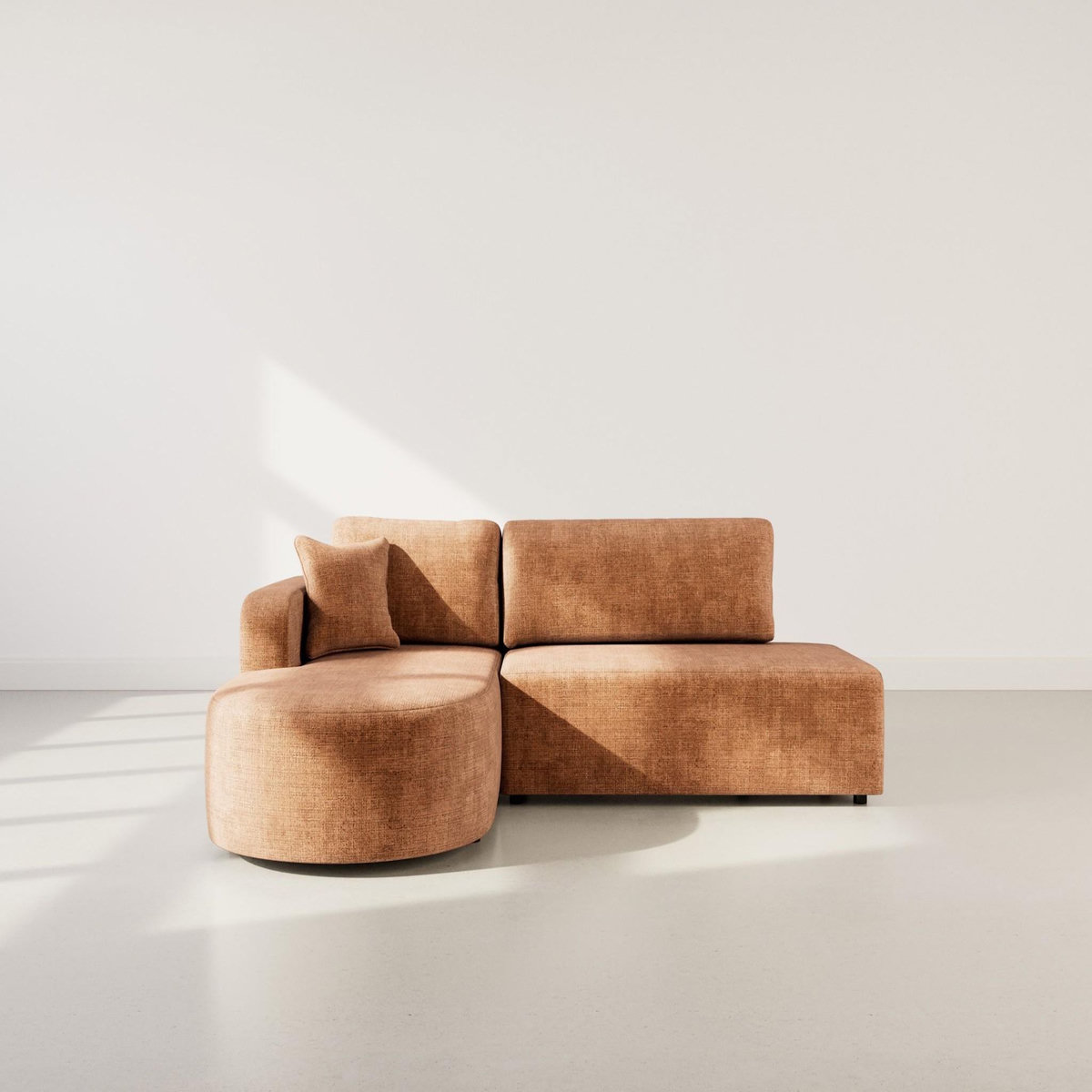 BEST MOBILIER Miro - canapé d'angle gauche 4 places convertible avec coffre en velours texturé