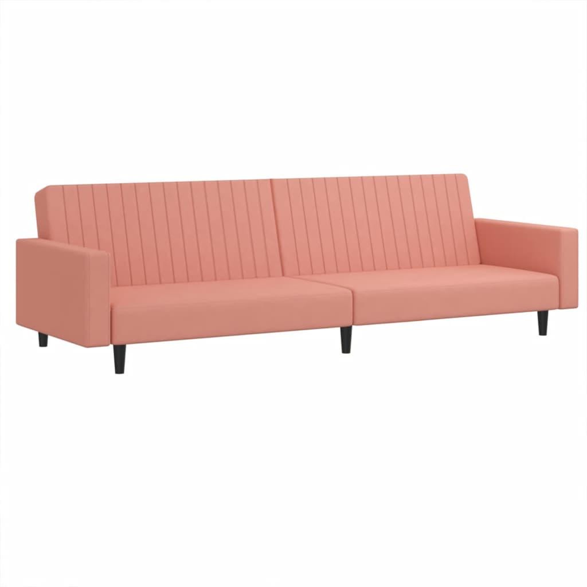Voir la diapositive 2 : VIDAXL Canape-lit a 2 places rose velours