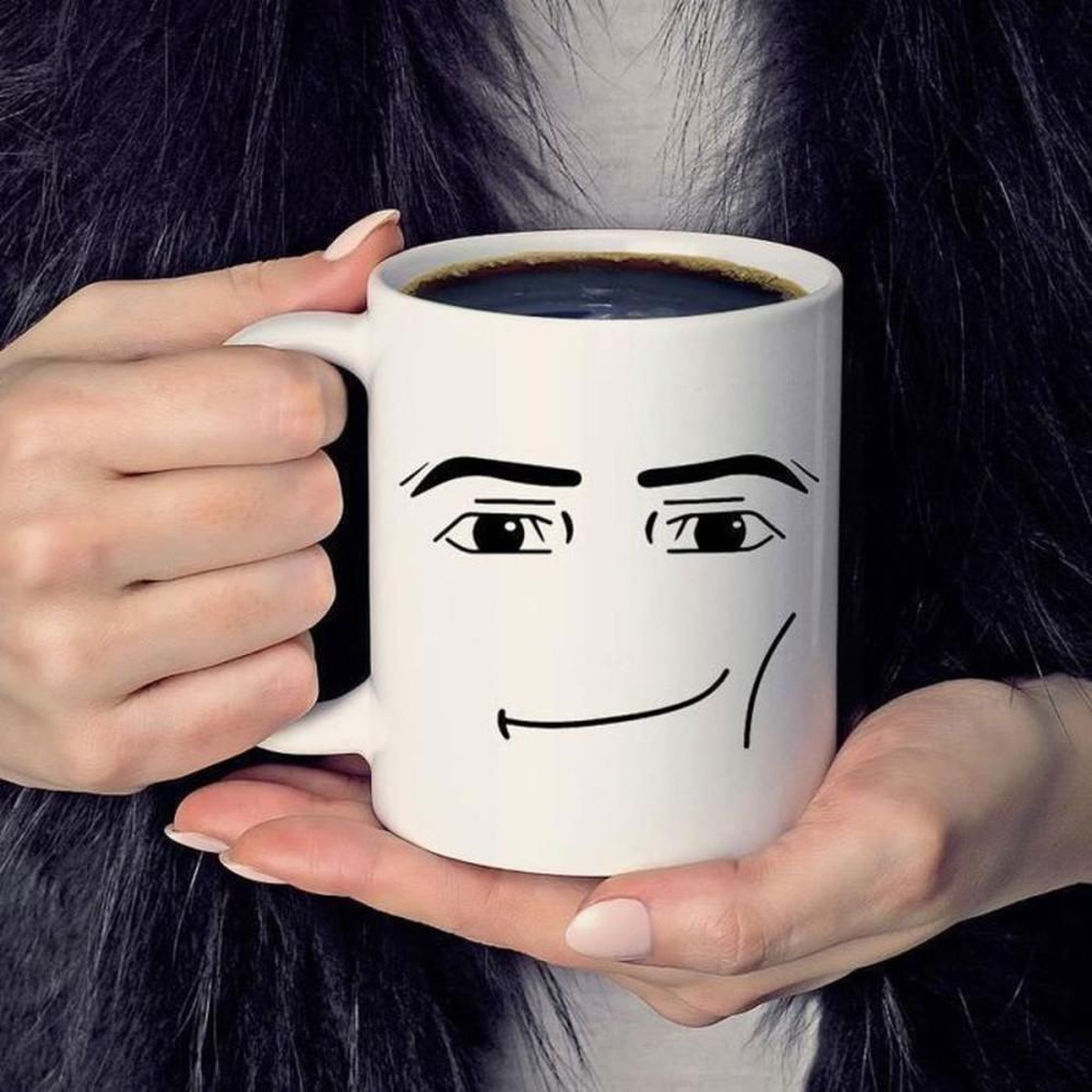 Voir la diapositive 2 : Tasse en céramique motif visage homme minimaliste 325 ml pour café, thé ou chocolat chaud