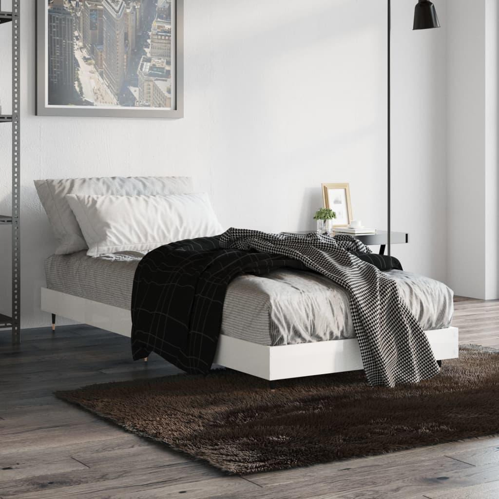 VIDAXL Cadre de lit sans matelas blanc brillant 75x190 cm