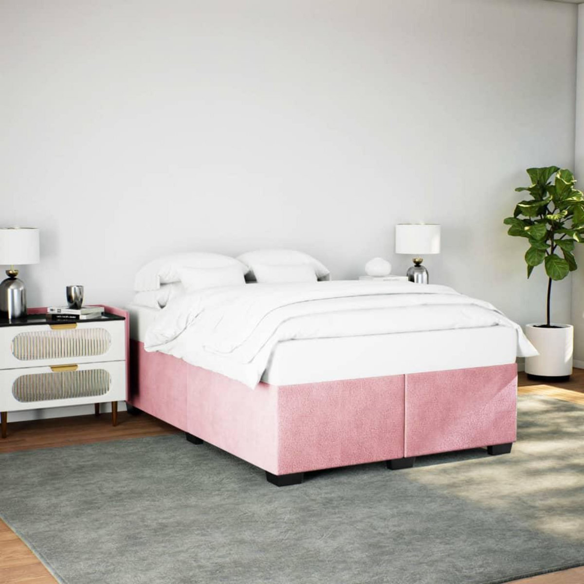 VIDAXL Cadre de lit sans matelas rose 140x200 cm velours