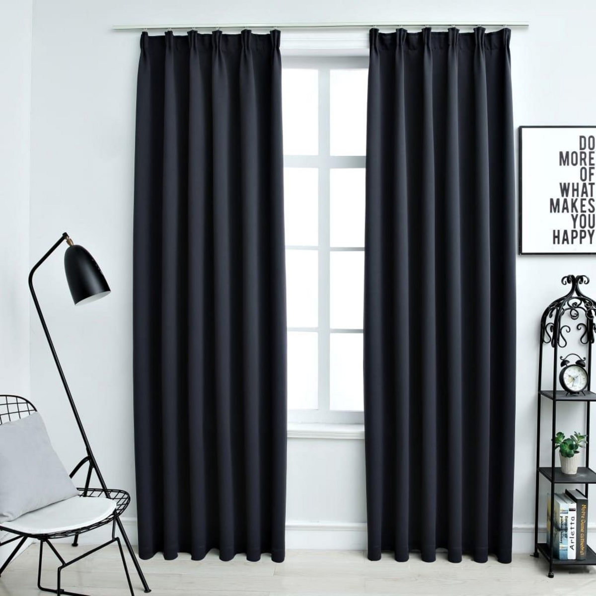 VIDAXL Rideaux occultants avec crochets 2 pcs Anthracite 140x245 cm