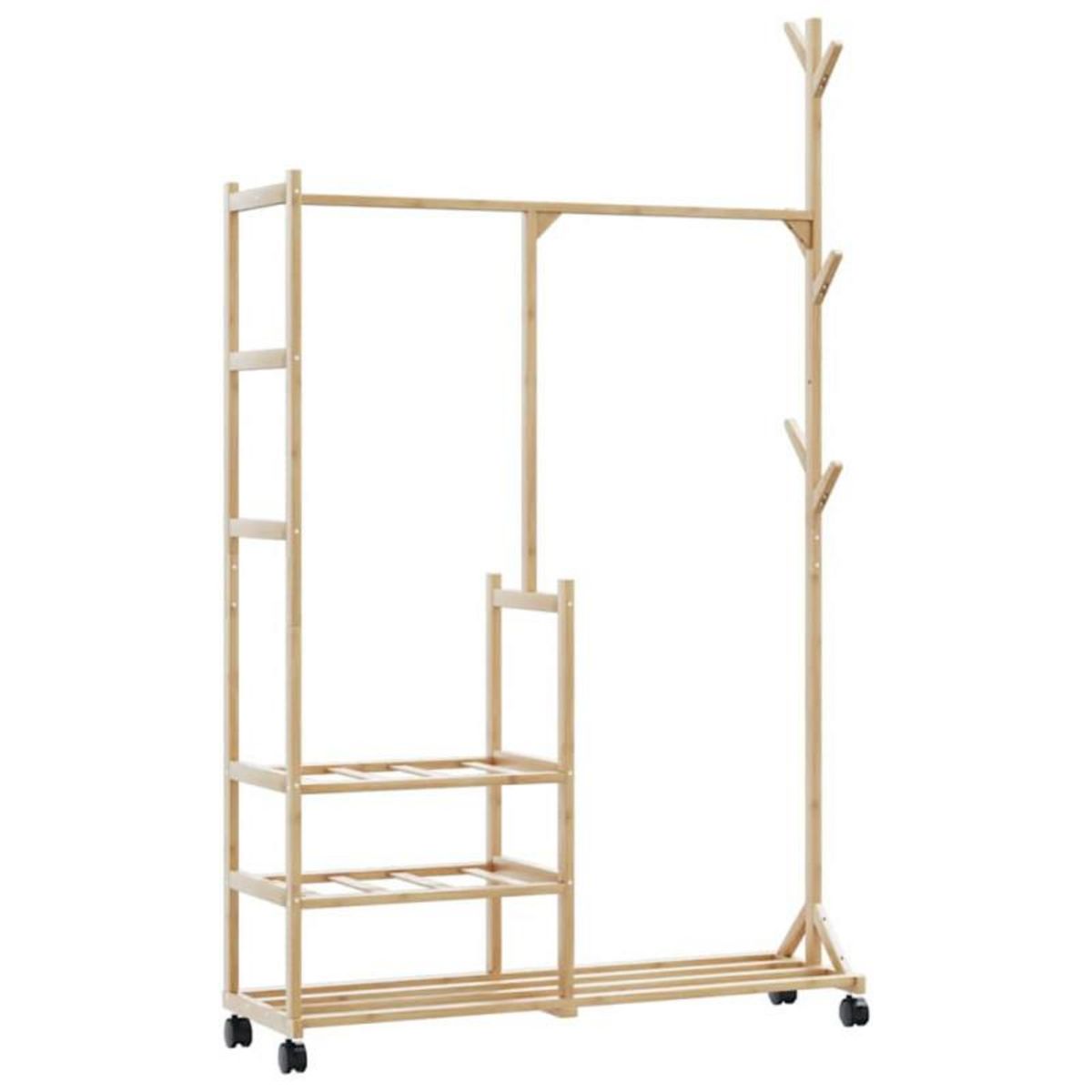 VIDAXL Porte vêtements et étagères et roulettes 100x38x175,5cm bambou