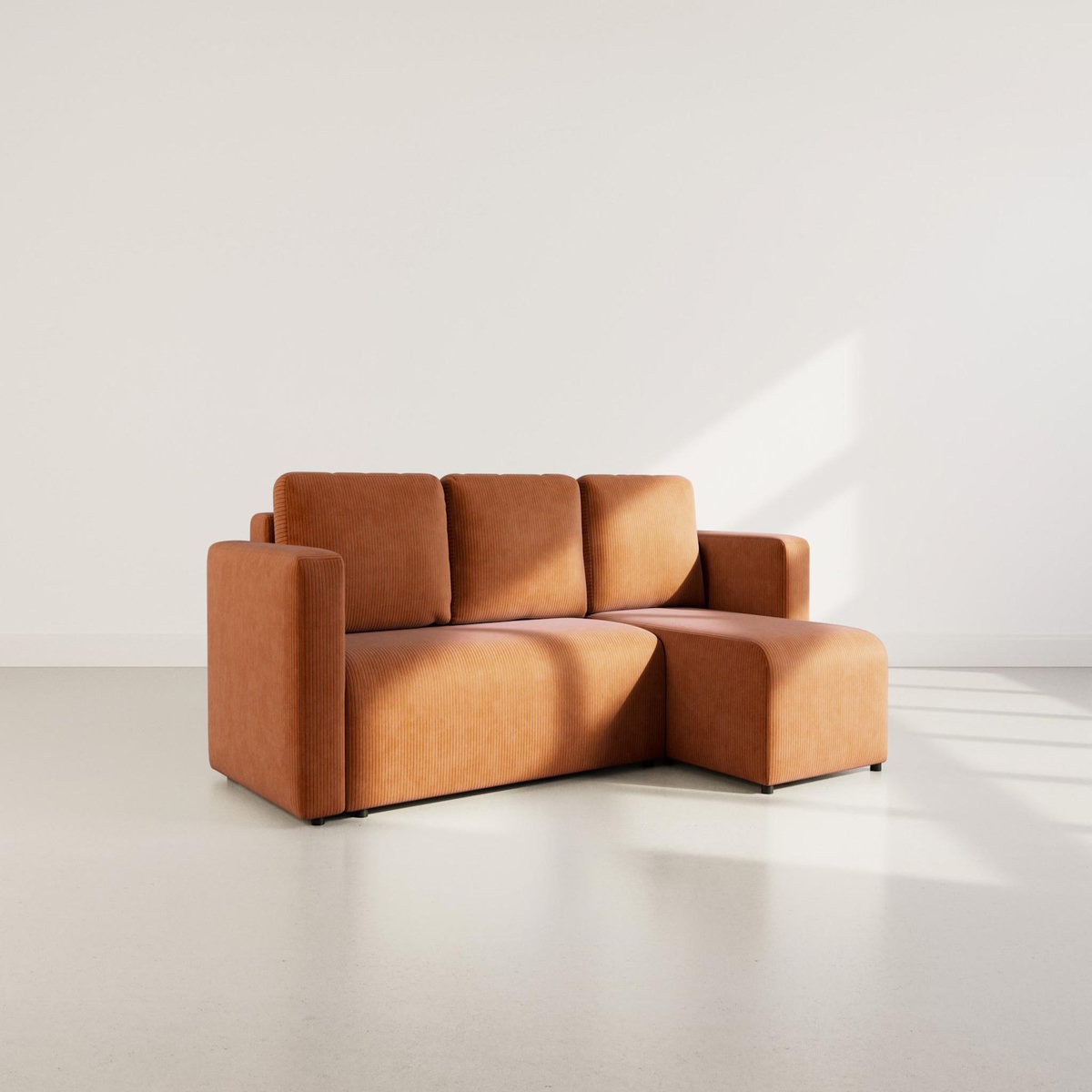 BEST MOBILIER Canopy - canapé d'angle réversible 4 places convertible avec coffre en velours côtelé