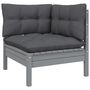Voir la diapositive 3 : VIDAXL Salon de jardin 11 pcs avec coussins Gris Bois de pin solide