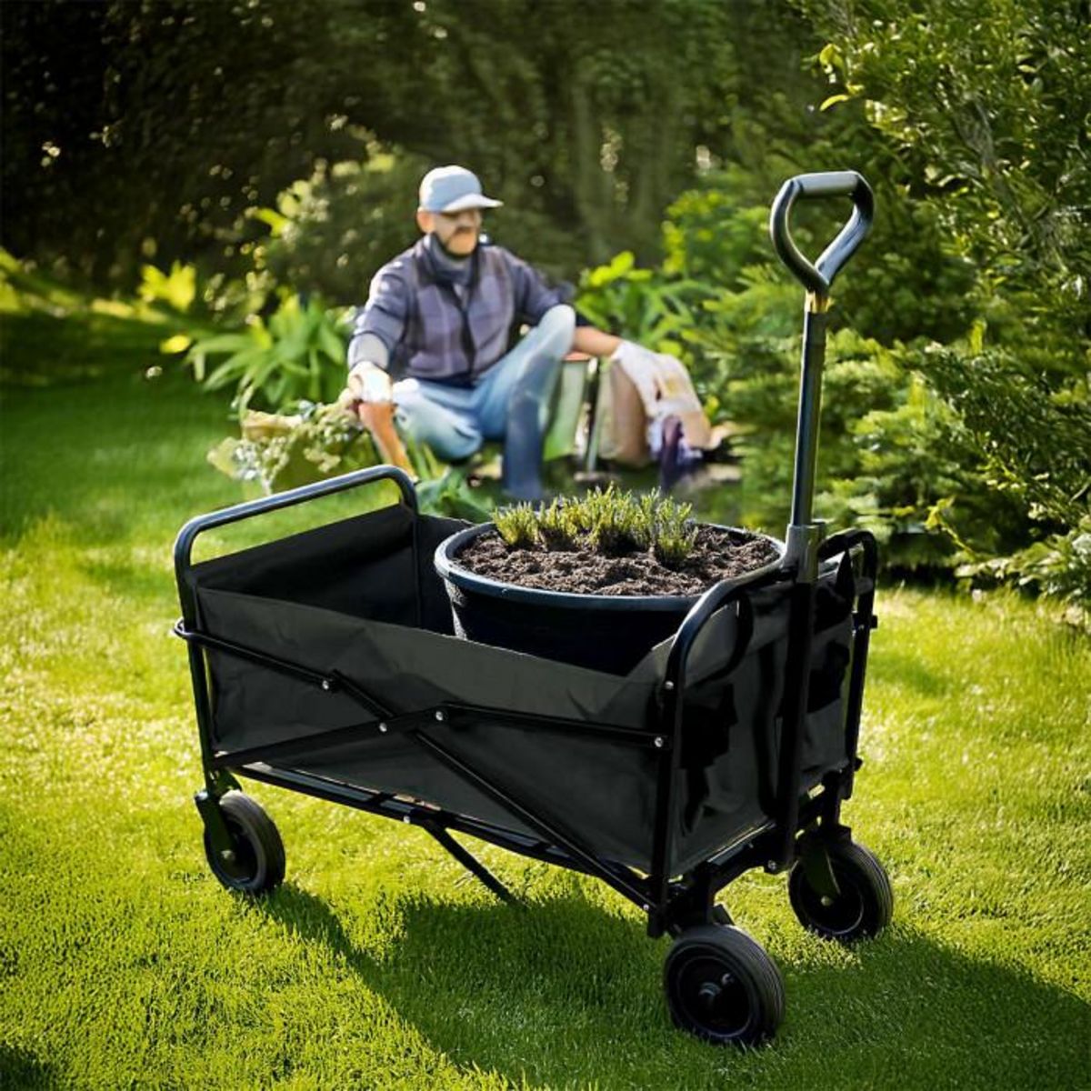 Paris Prix Chariot de Transport Pliable  Tout terrain  91cm Noir