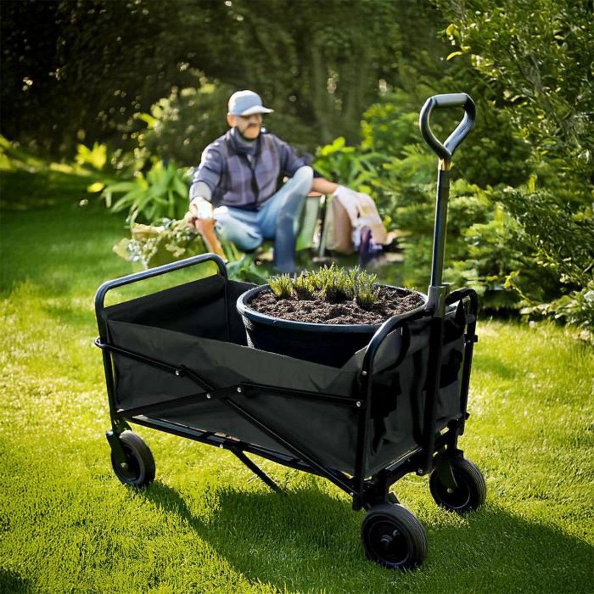 Paris Prix Chariot de Transport Pliable  Tout terrain  91cm Noir