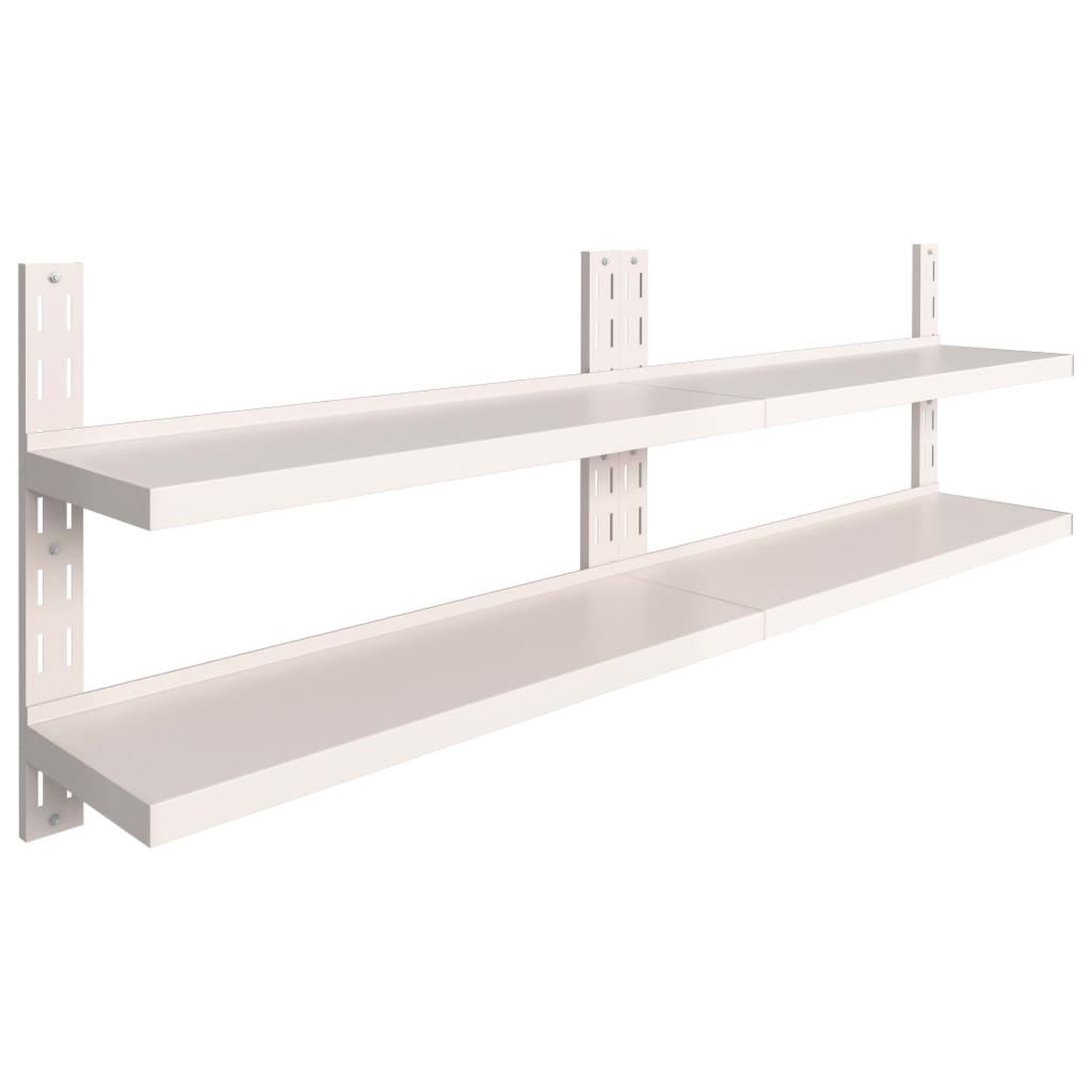 Voir la diapositive 2 : VIDAXL Etageres murales flottantes a 2 niveaux 2 pcs Inox 240x30 cm