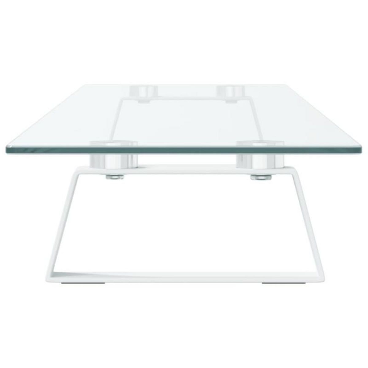 VIDAXL Support de moniteur blanc 100x20x8 cm verre trempé et métal