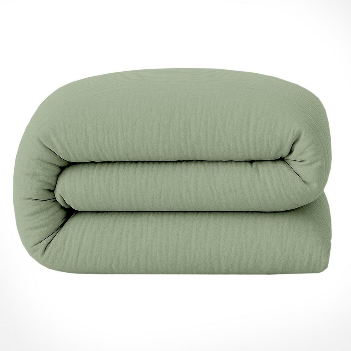 BATON ROUGE Housse de couette 100% gaze de coton lavé vert givrée