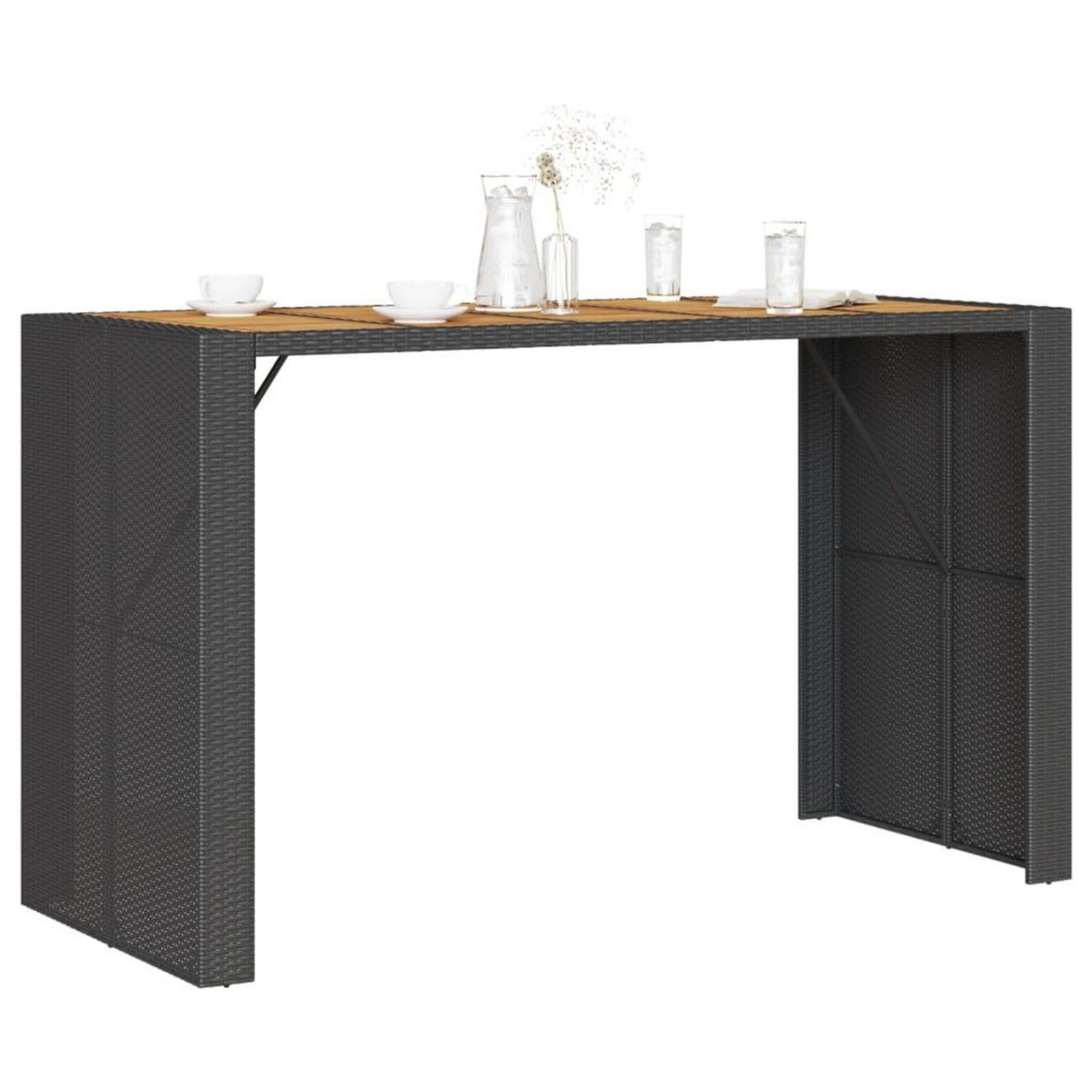 VIDAXL Table de bar de jardin et dessus en bois acacia resine tressee