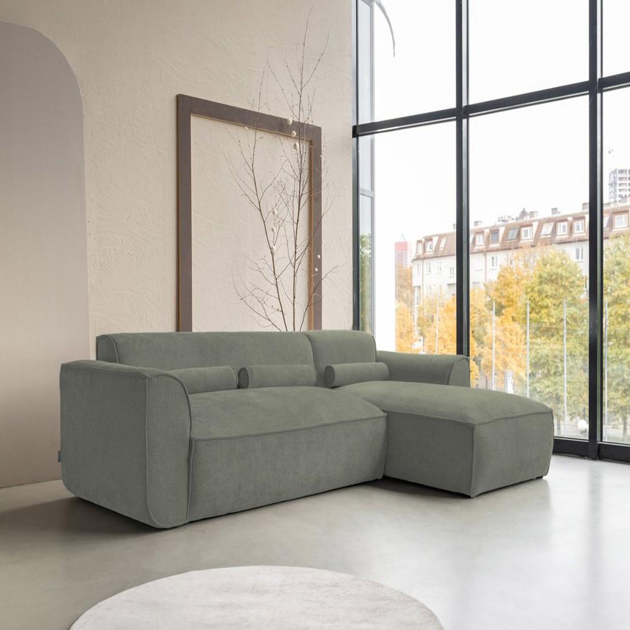 Voir la diapositive 2 : BEST MOBILIER Felix - canapé modulable d'angle droit 4 places en tissu texturé