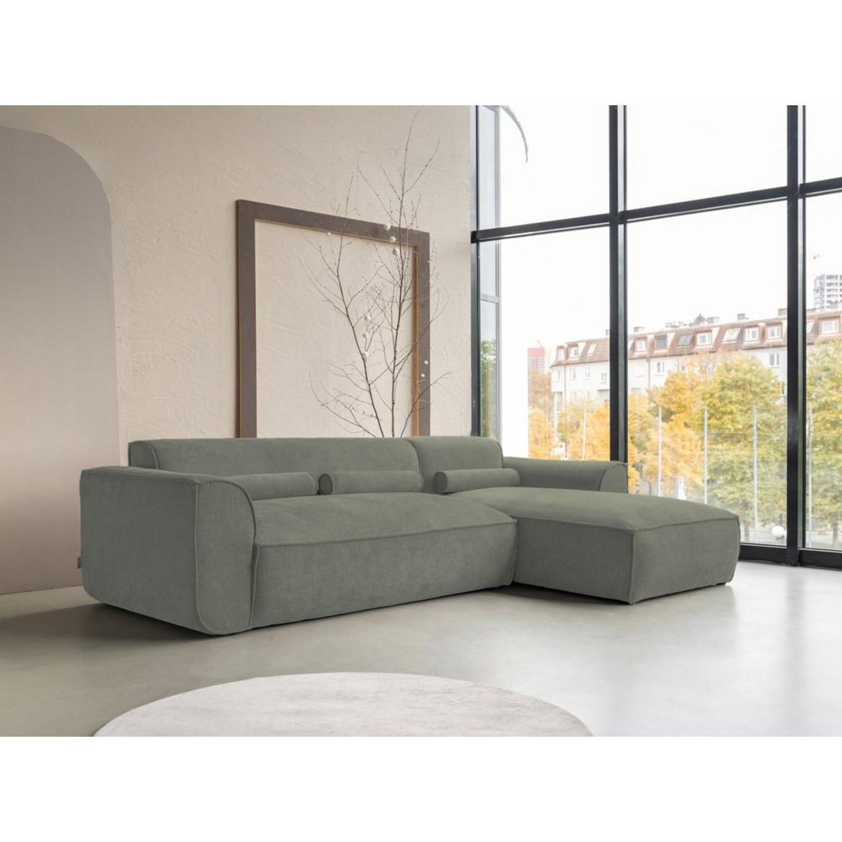 BEST MOBILIER Felix - canapé modulable d'angle droit 4 places en tissu texturé