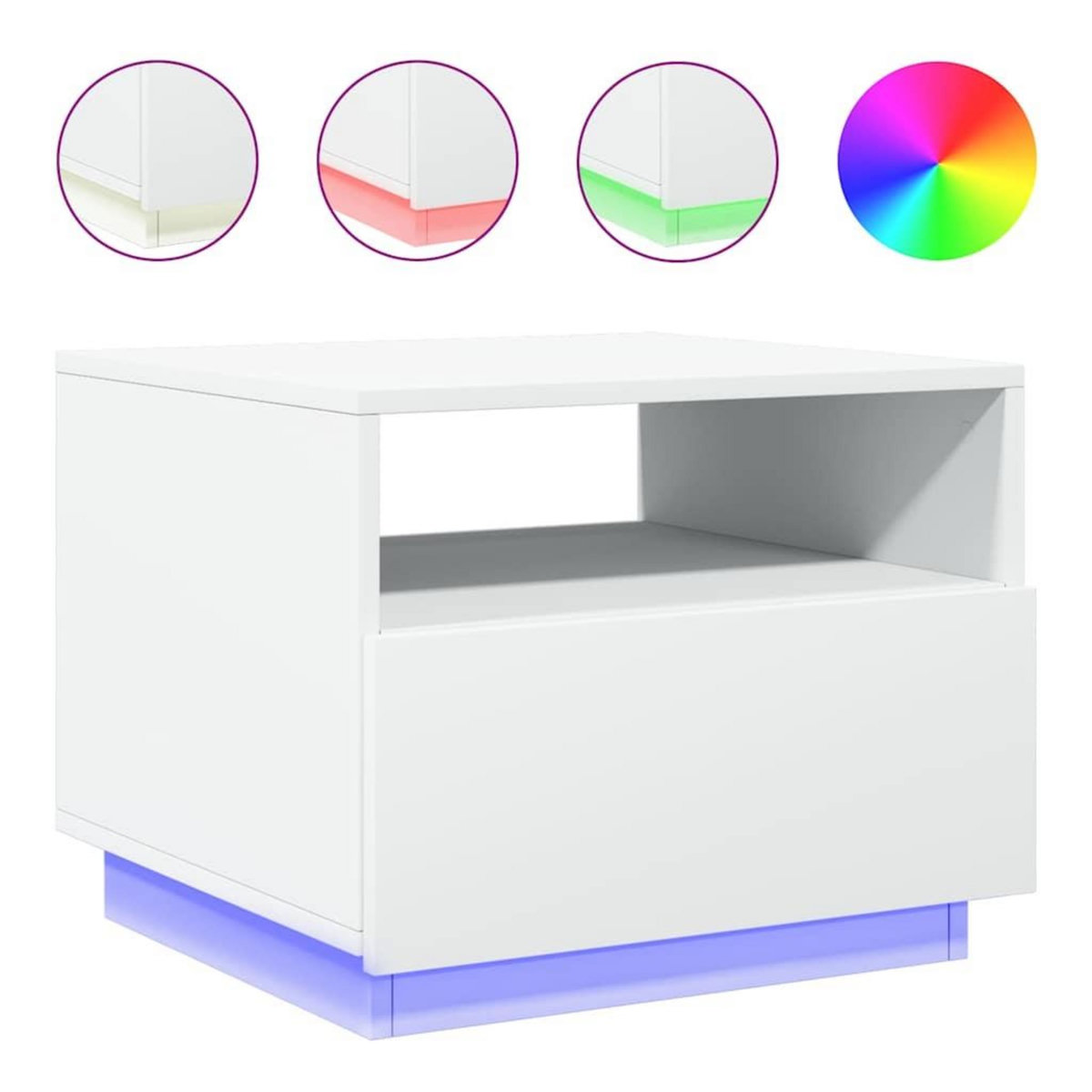 VIDAXL Table basse avec lumieres LED blanc 50x49x40 cm