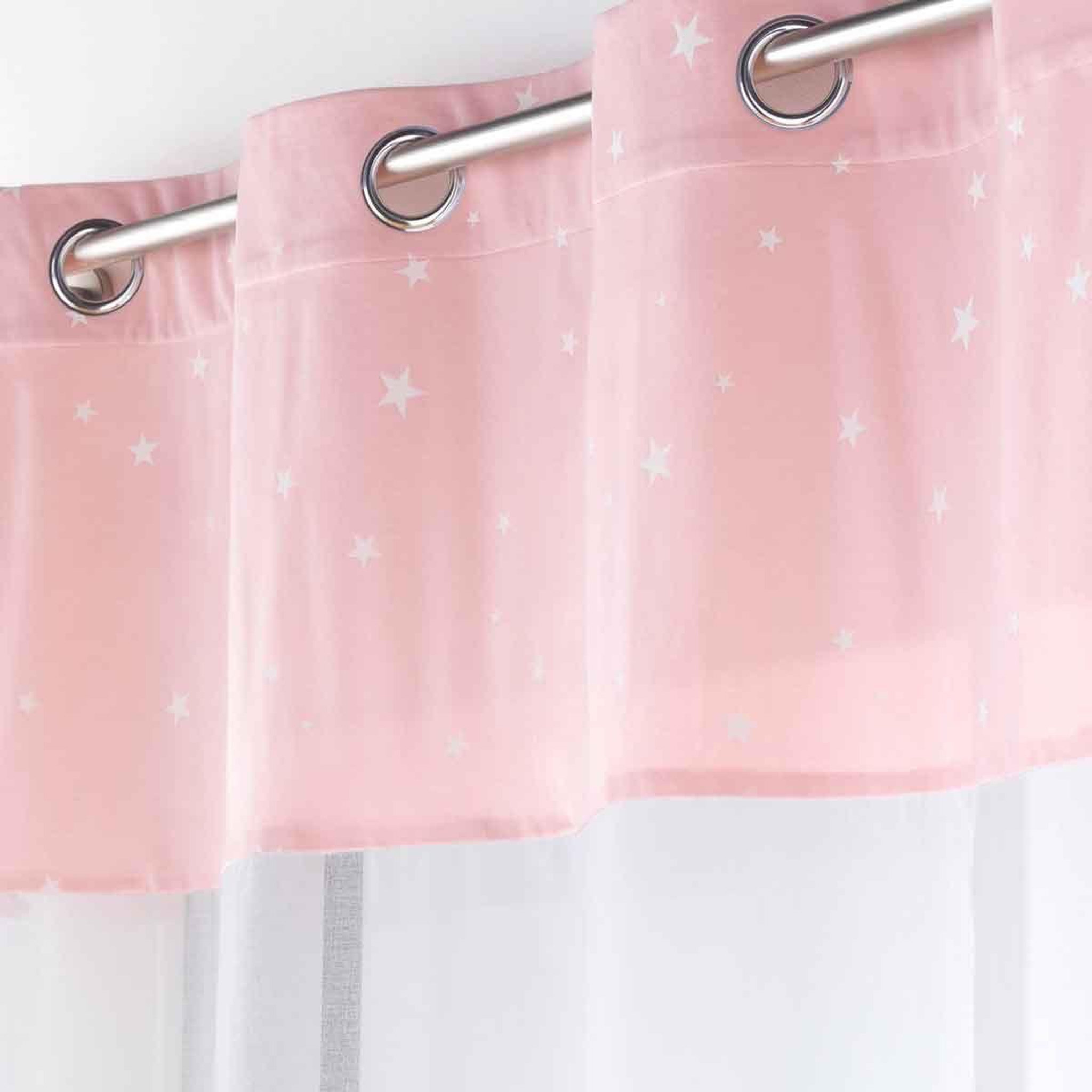 Voir la diapositive 2 : Douceur d'Intérieur Rideau voilage phosphorescent  moonlight  140x280cm rose