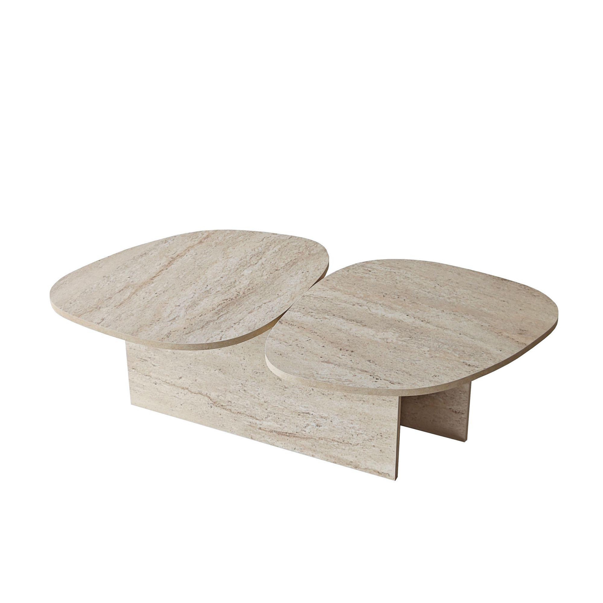 Habitat et Jardin Table basse en bois  stones  125 x 60 x 38 cm - travertin