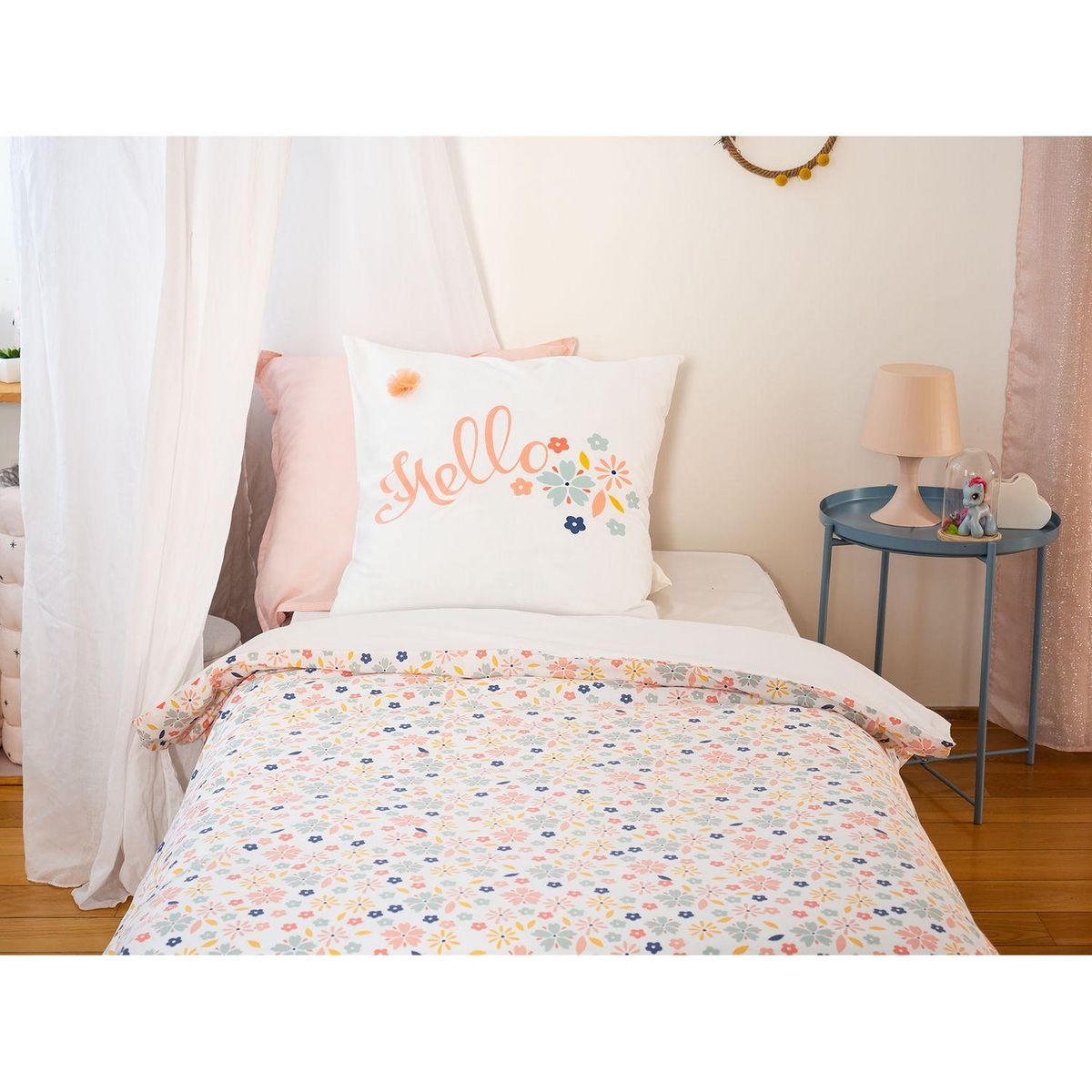 COTE DECO Parure de lit enfant Hello - 100% coton 57 fils/cm² - 140 x 200 cm