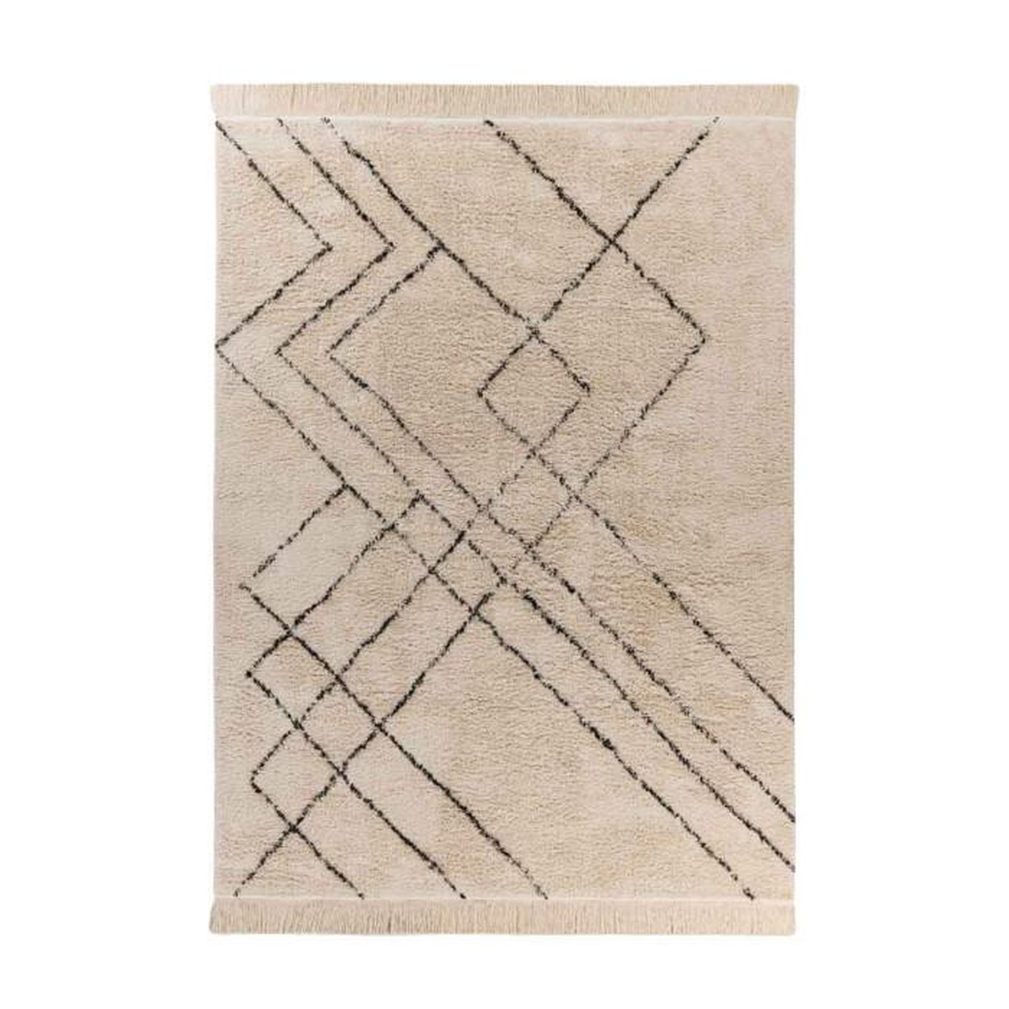 Paris Prix Tapis Tufté à la Main Ethnique  Mylen VI  Beige & Noir. Coloris disponibles : Beige