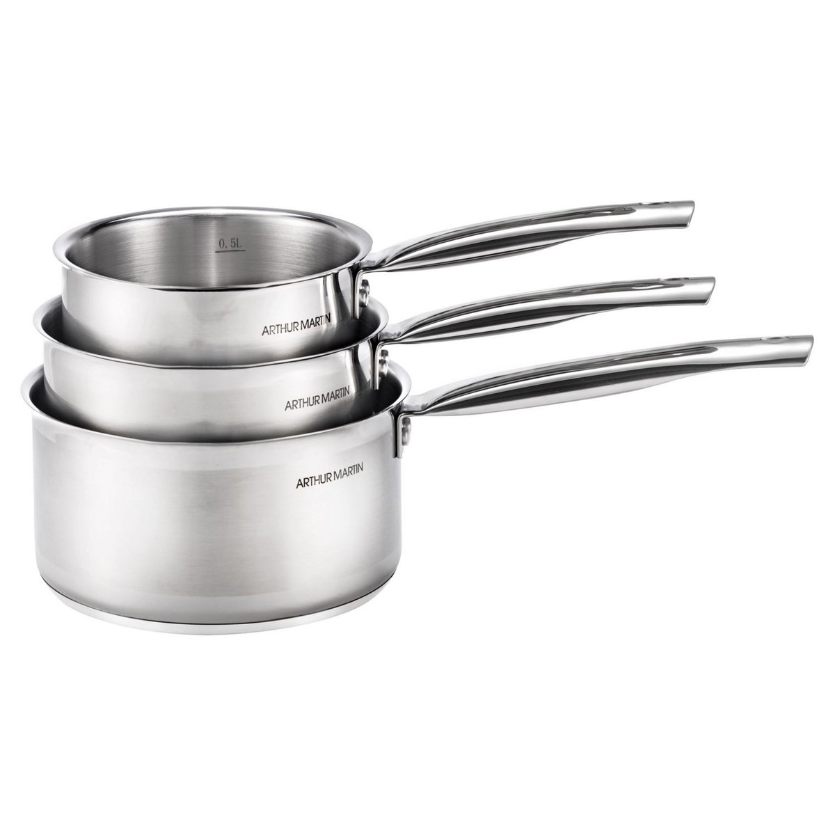 Arthur Martin Lot de 3 casseroles induction inox 14 - 16 - 18 cm 