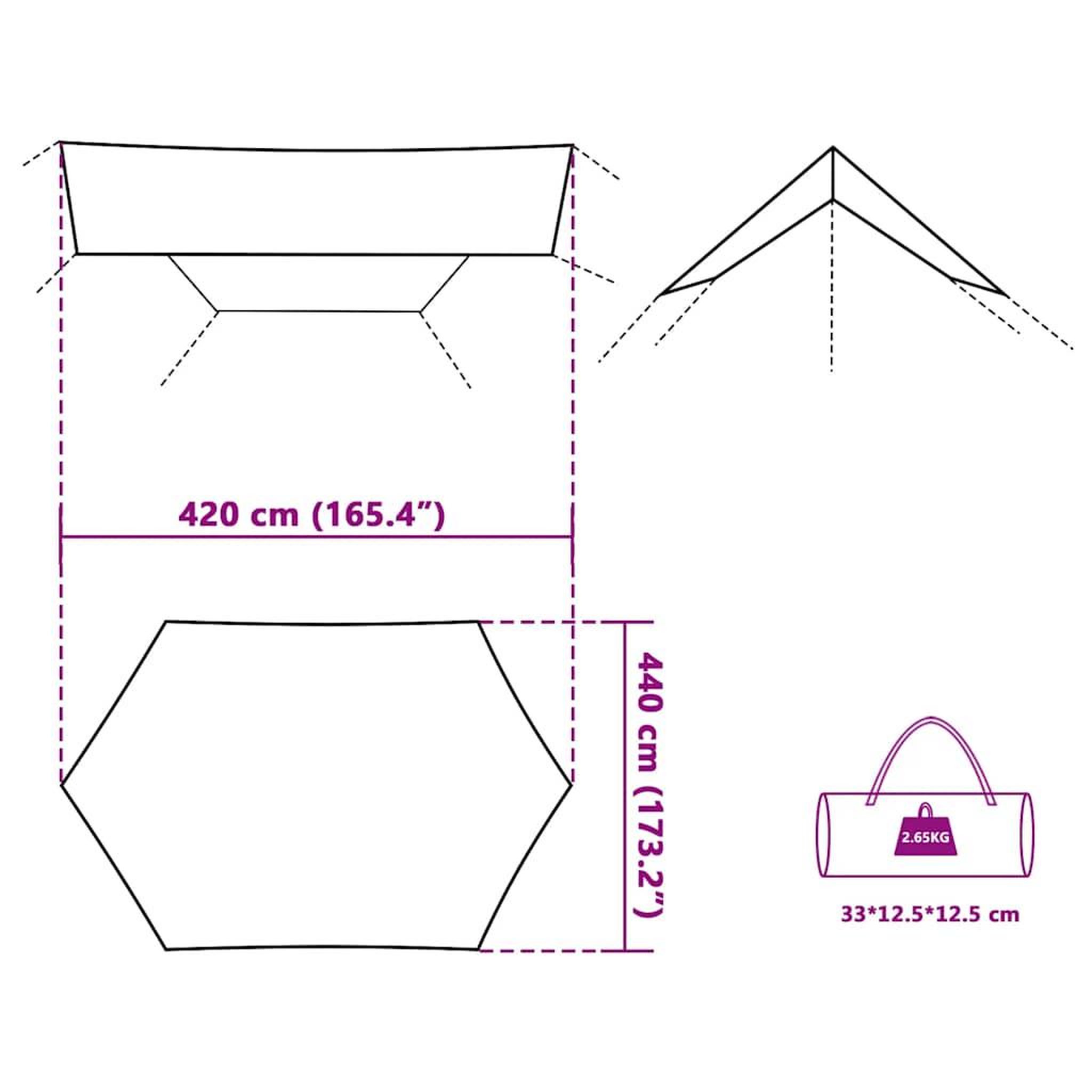Voir la diapositive 6 : VIDAXL Bache de camping bleu 420x440 cm impermeable