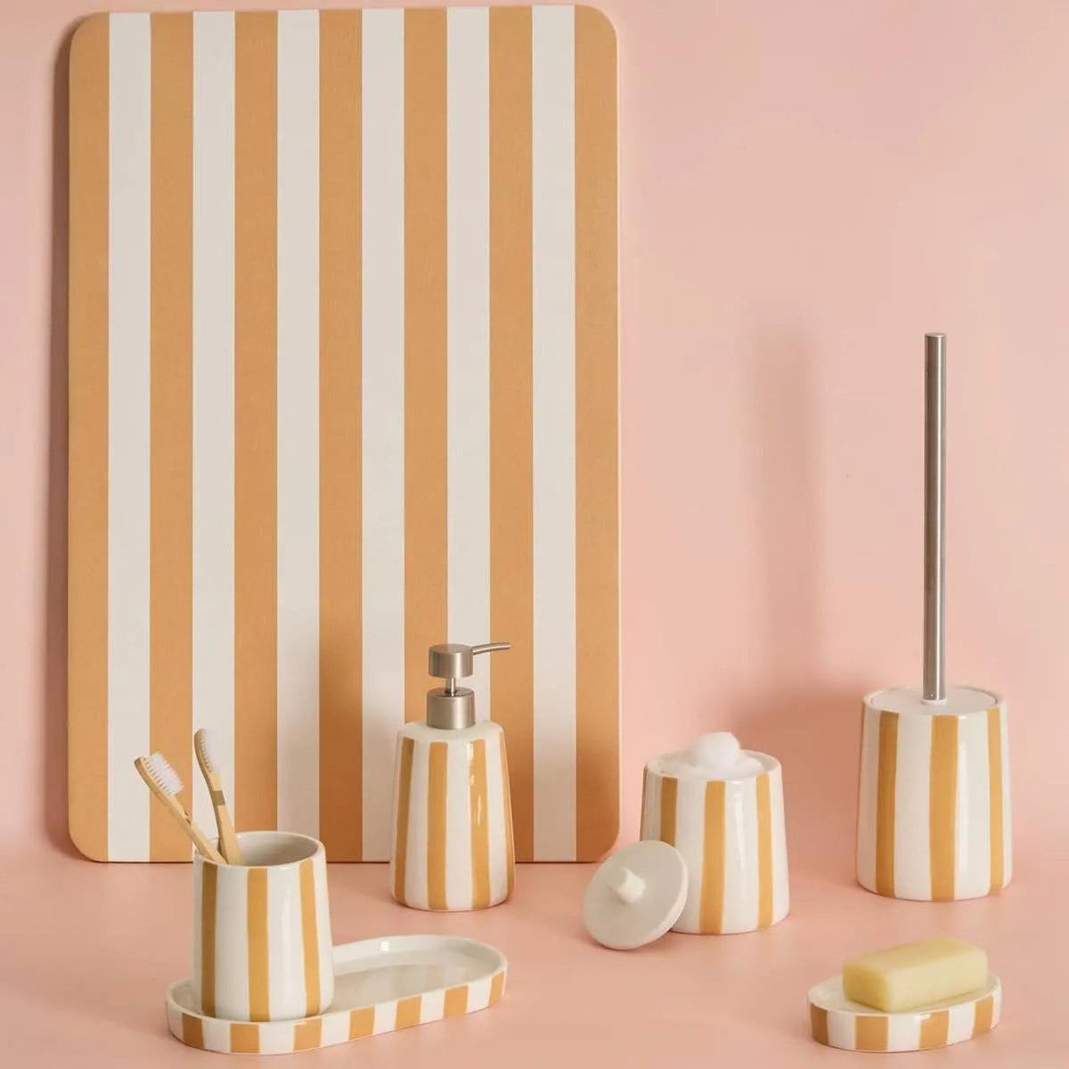 FIVE Distributeur de Savon en Céramique  Strio  17cm Jaune