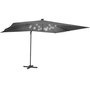 Voir la diapositive 1 : ID MARKET Parasol déporté inclinable rotatif 360 CALVI LED gris 3x4 M avec housse