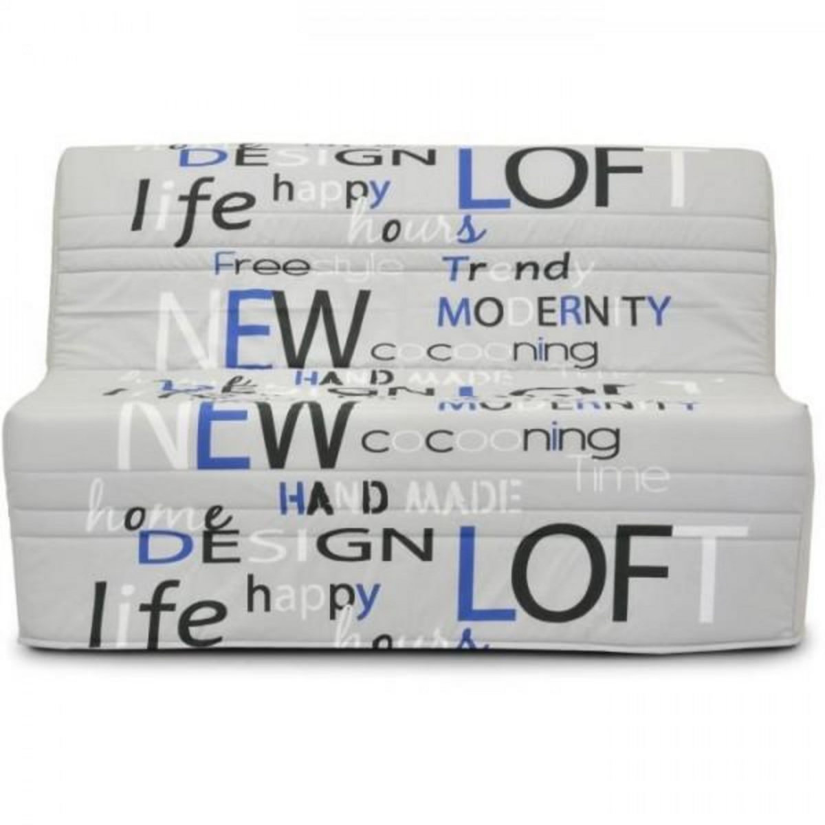 MARKET24 Banquette BZ - Tissu Imprimé gris - L143 x P97 x H89cm - Joe