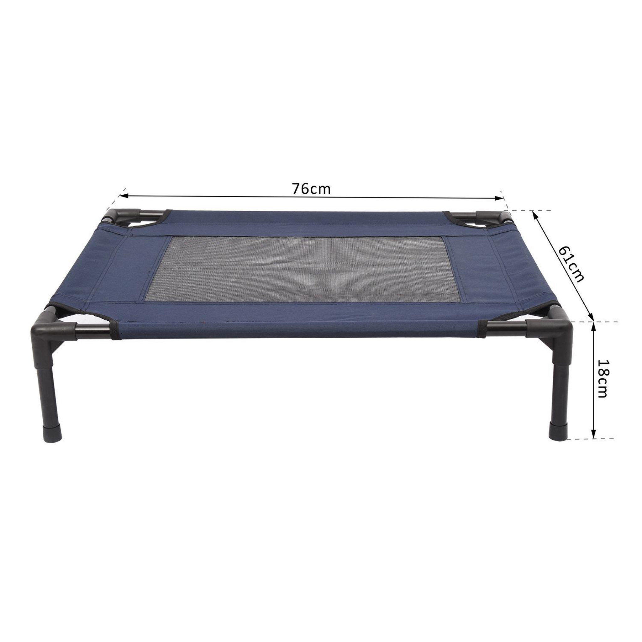 Voir la diapositive 3 : PAWHUT Lit pour chien chat lit de camp grand confort sur pieds tissu oxford textilène micro-perforé 76l x 61l x 18h cm bleu marine noir