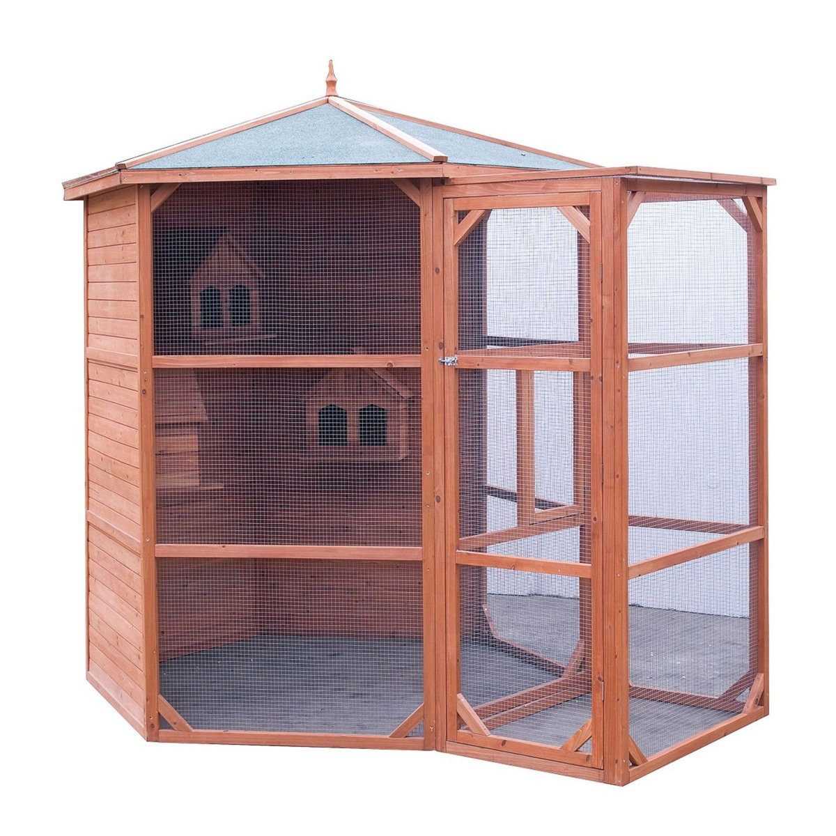 Habita Volière grande taille / 4,5 m2 / sas d'entrée / 6-10 oiseaux / toit bitumé